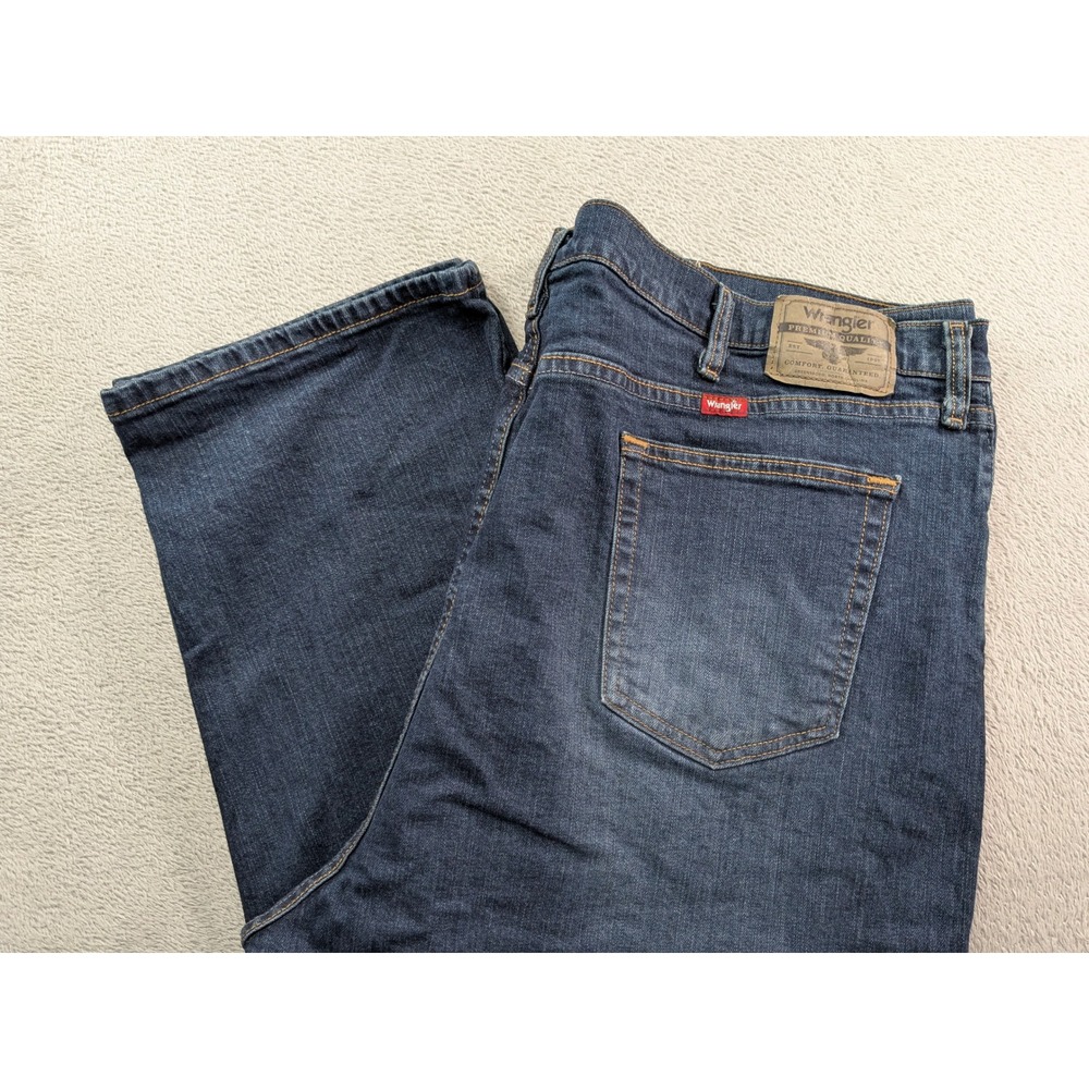 Wrangler Premium Quality Mens 46x32 Straight Fit Jeans Dark Wash 9KRGXMD